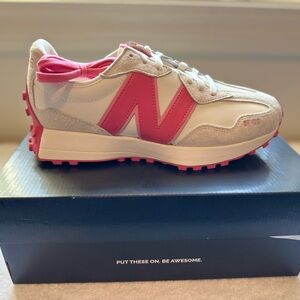 FIGS New Balance 327 White & Pink Retro Runner